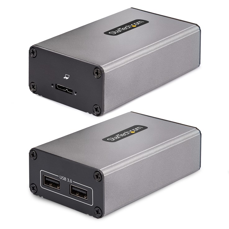 StarTech.com 2-Port USB 3.0 Extender over OM3 Multimode Fiber - LC/LC - 2x 5Gbps USB-A Hub - 350m (1150ft) Range - Durable USB Fiber Optic Extender - Optical USB Extender