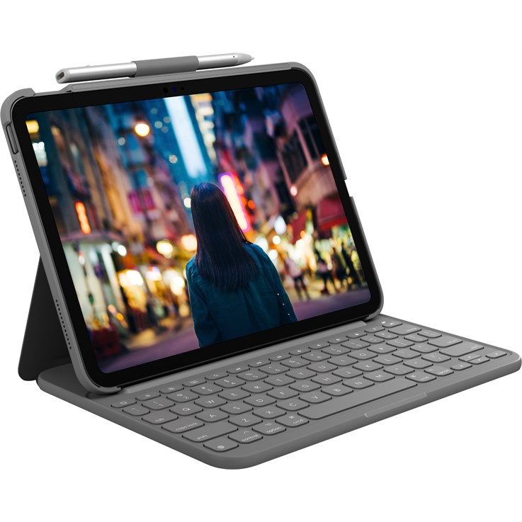 Logitech Slim Folio QWERTY UK English Bluetooth Grey