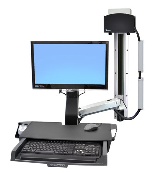 Ergotron StyleView Sit-Stand Combo System with Worksurface 61 cm (24") Aluminium Wall