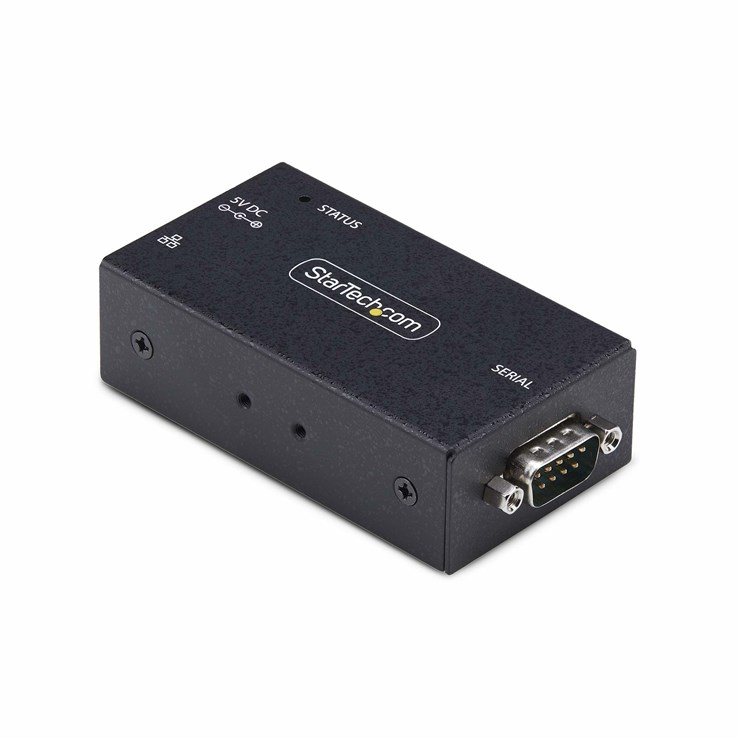 StarTech.com 1-Port Serial to Ethernet Adapter, IP Serial Device Server For Remote RS232 Devices, Wall/DIN Rail Mountable, Metal Housing, RJ45 LAN to DB9 Serial Converter