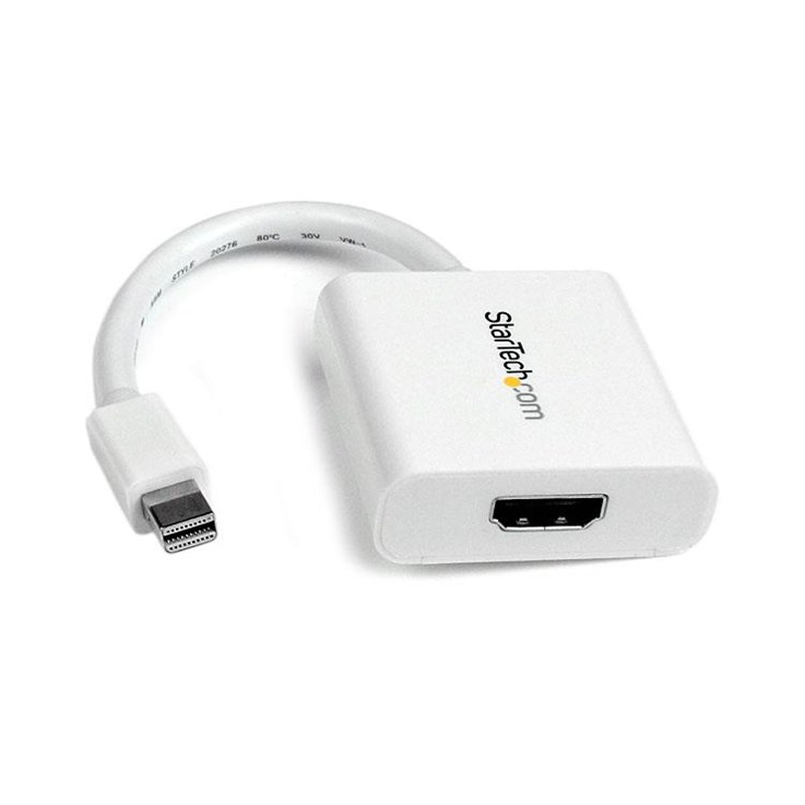 StarTech.com Mini DisplayPort to HDMI Adapter - mDP to HDMI Video Converter - 1080p - Mini DP or Thunderbolt 1/2 Mac/PC to HDMI Monitor/Display/TV - Passive mDP 1.2 to HDMI Dongle - White