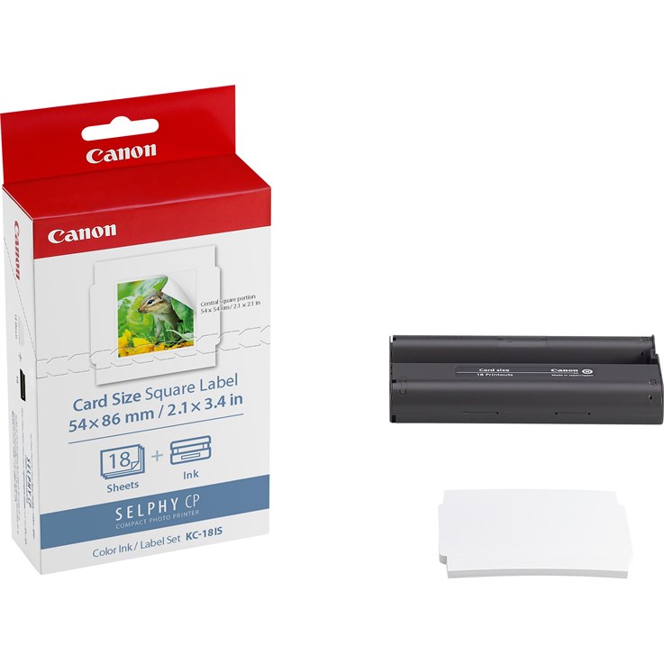 Canon KC-18IS Colour Ink + 54 x 86 mm Sticker Paper Set, 18 Sheets