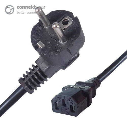 connektgear 2m European Mains Power Cable Schuko Plug to C13 Socket