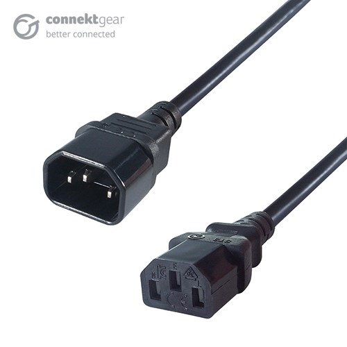 connektgear 1m Mains Extension Power Cable C14 Plug to C13 Socket