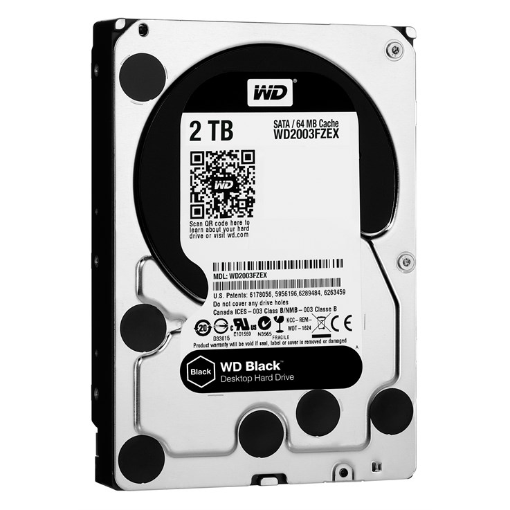 Western Digital Black internal hard drive 2 TB 7200 RPM 64 MB 3.5" Serial ATA III