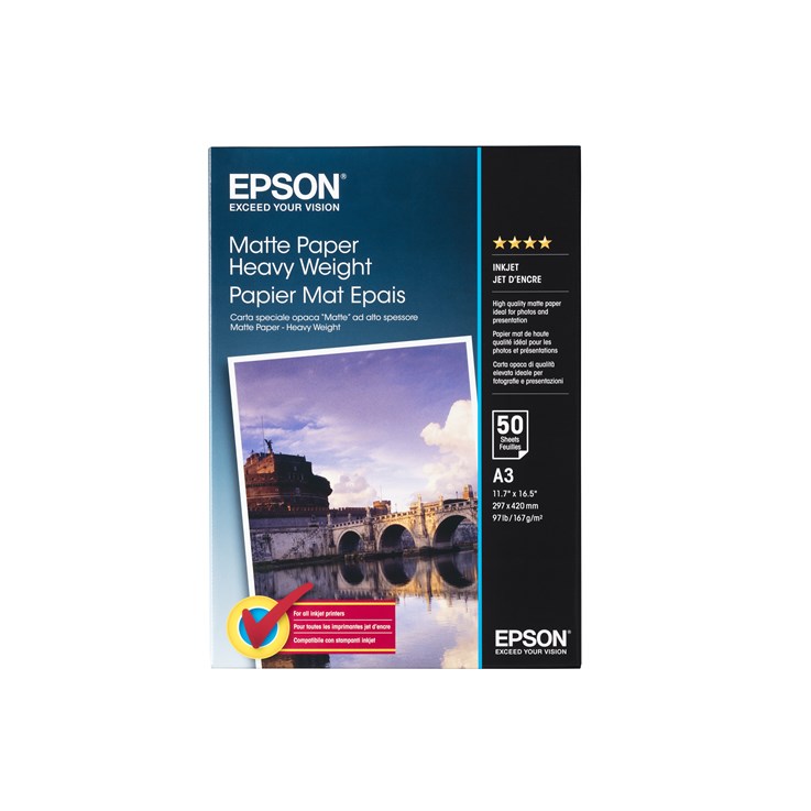 Epson Matte Paper Heavy Weight, DIN A3, 167g/m², 50 Sheets