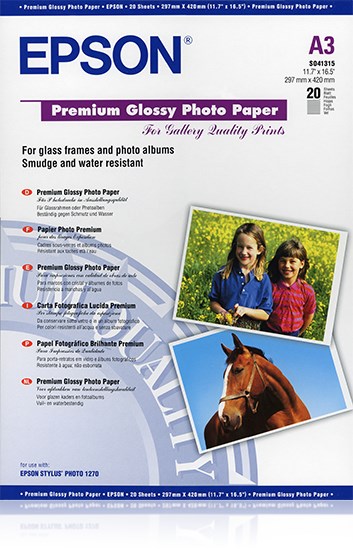 Epson Premium Glossy Photo Paper, DIN A3, 255g/m², 20 Sheets