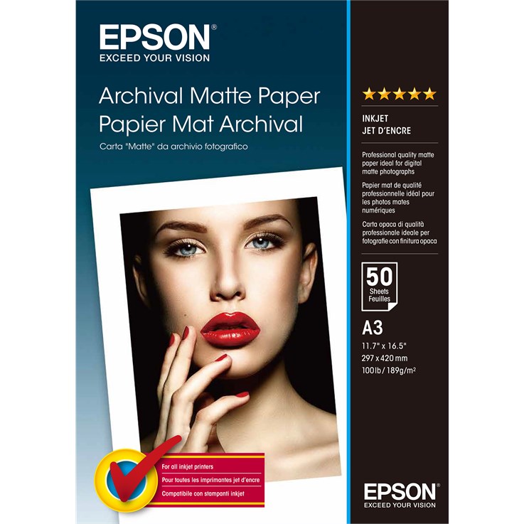 Epson Archival Matte Paper, DIN A3, 189g/m², 50 Sheets