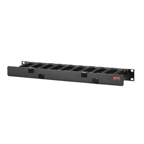 APC NetShelter Cable Management, Horizontal Cable Manager, 1U, Single Side with Cover, Black, 483 x 44 x 110 mm