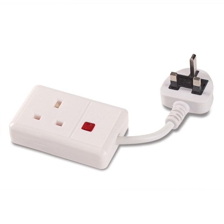 Lindy 0.2m Single UK Mains Power Extension, White