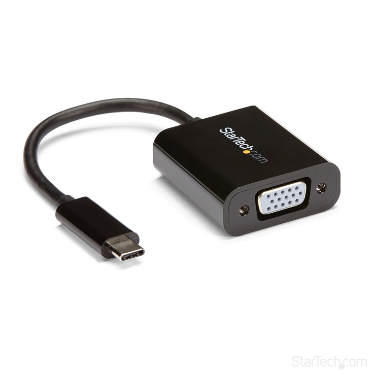 StarTech.com USB-C to VGA Adapter - Black - 1080p - Video Converter For Your MacBook Pro - USB C to VGA Display Dongle - Upgraded Version is CDP2VGAEC