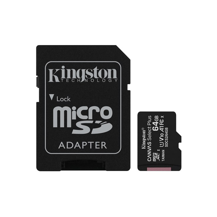 Kingston Technology 64GB micSDXC Canvas Select Plus 100R A1 C10 Card + ADP