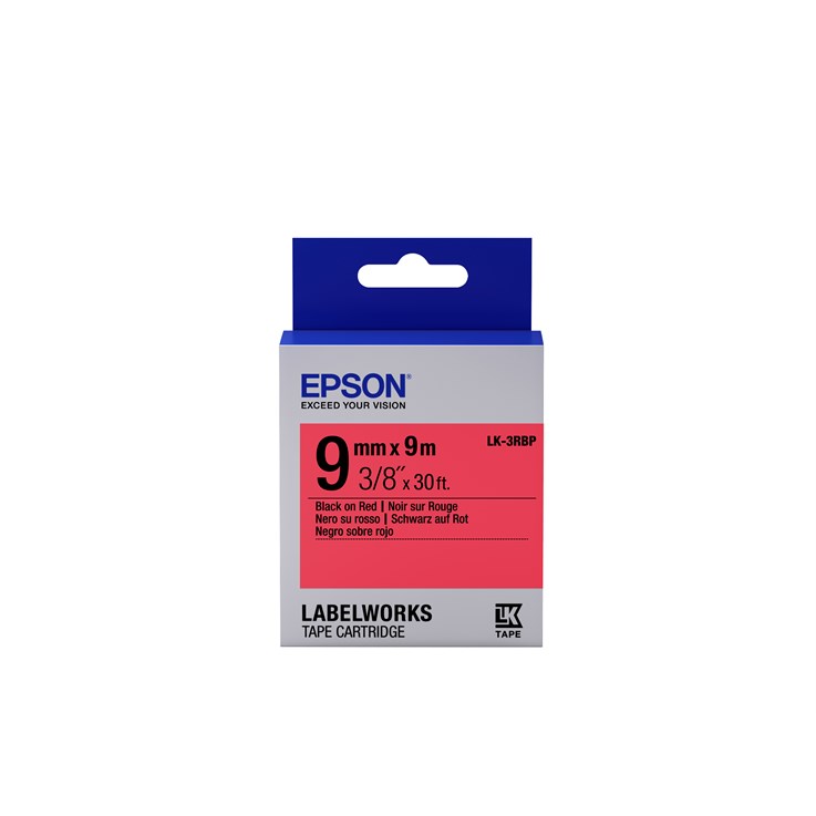 Epson Label Cartridge Pastel LK-3RBP Black/Red 9mm (9m)