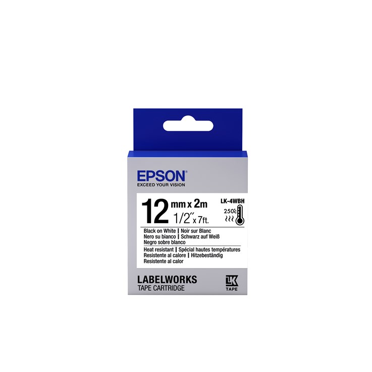 Epson Label Cartridge Heat Resistant LK-4WBH Black/White 12mm (2m)