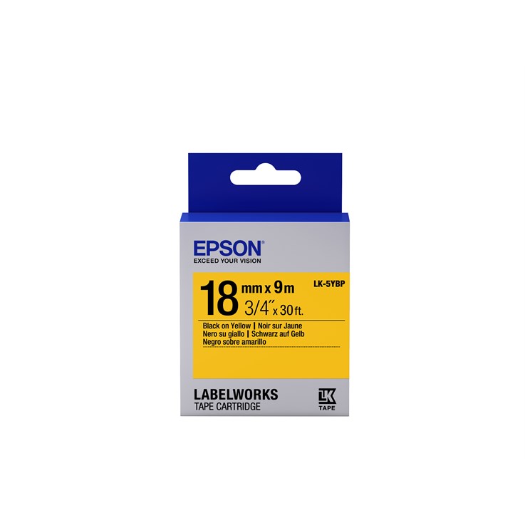 Epson Label Cartridge Pastel LK-5YBP Black/Yellow 18mm (9m)