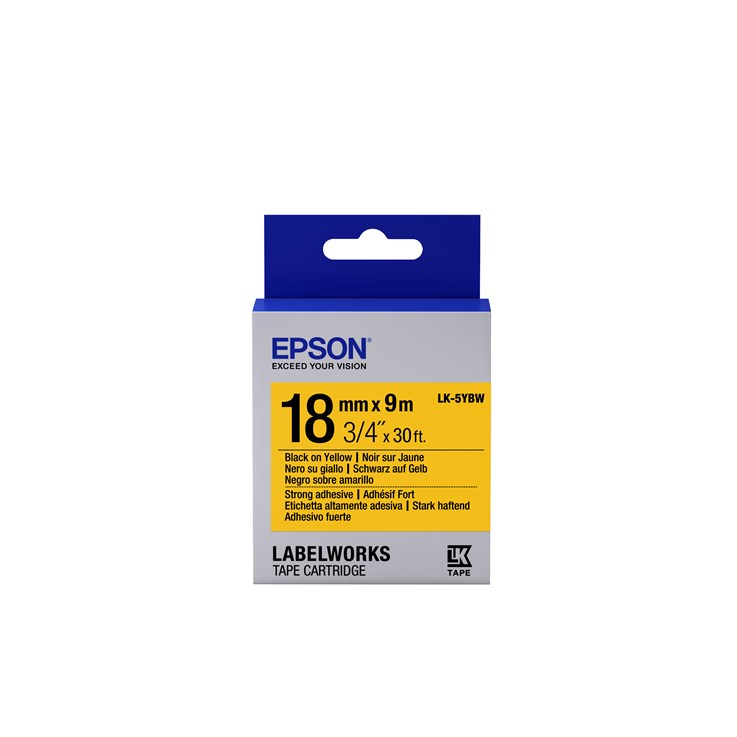 Epson Label Cartridge Strong Adhesive LK-5YBW Black/Yellow 18mm (9m)