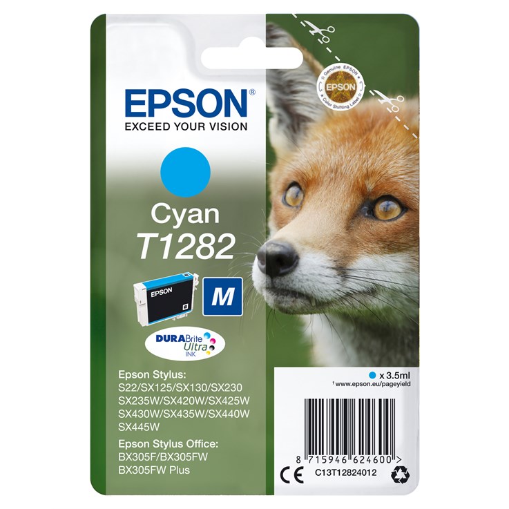 Epson Fox Singlepack Cyan T1282 DURABrite Ultra Ink