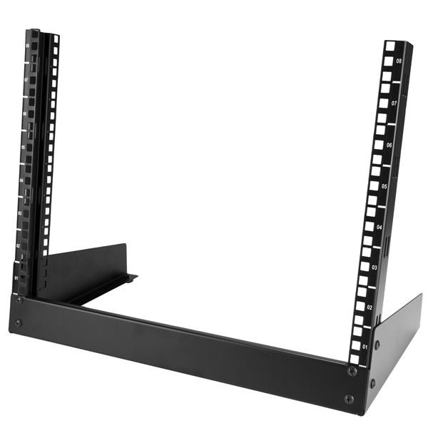 StarTech.com 2-Post 8U Desktop Server Rack, Small Open Frame 19in Computer Rack, Compact Network Rack for AV / Studio / Data / IT Equipment - Free Standing Two-Post Home/Office Rack