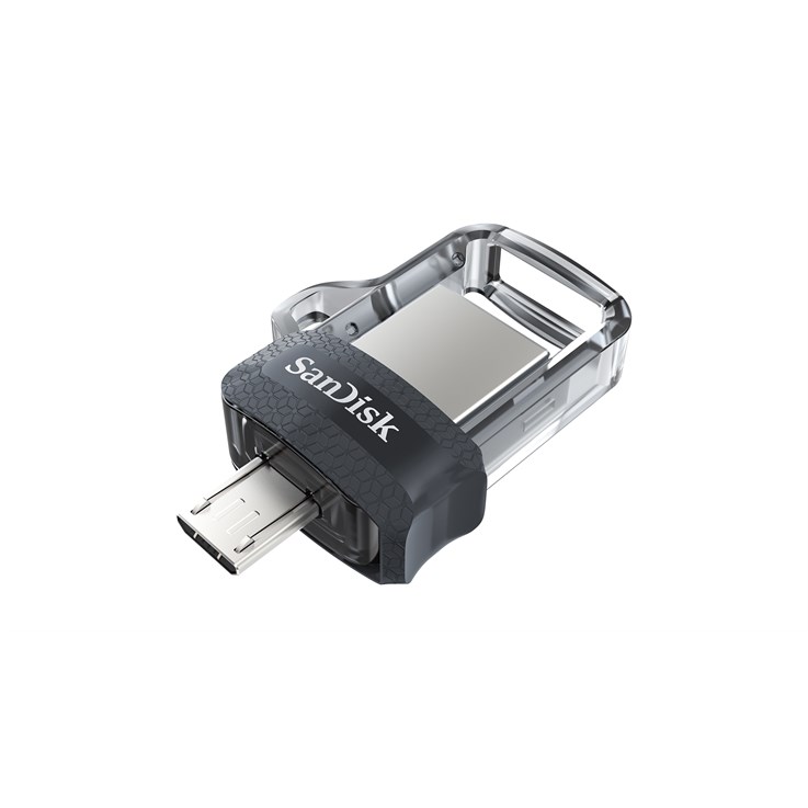 SanDisk Ultra Dual m3.0 USB flash drive 64 GB USB Type-A / Micro-USB 3.2 Gen 1 (3.1 Gen 1) Black, Silver, Transparent