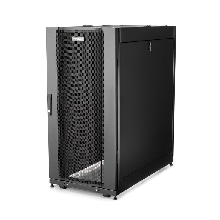 StarTech.com 4-Post 25U Server Rack Cabinet, Lockable 19" Data Rack Cabinet for Computer / AV / IT Equipment, Office / Home Network Rack with Casters & Adjustable Mounting Rails