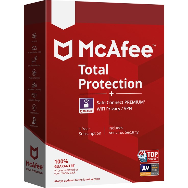 McAfee Total Protection Antivirus security 1 license(s) 1 year(s)