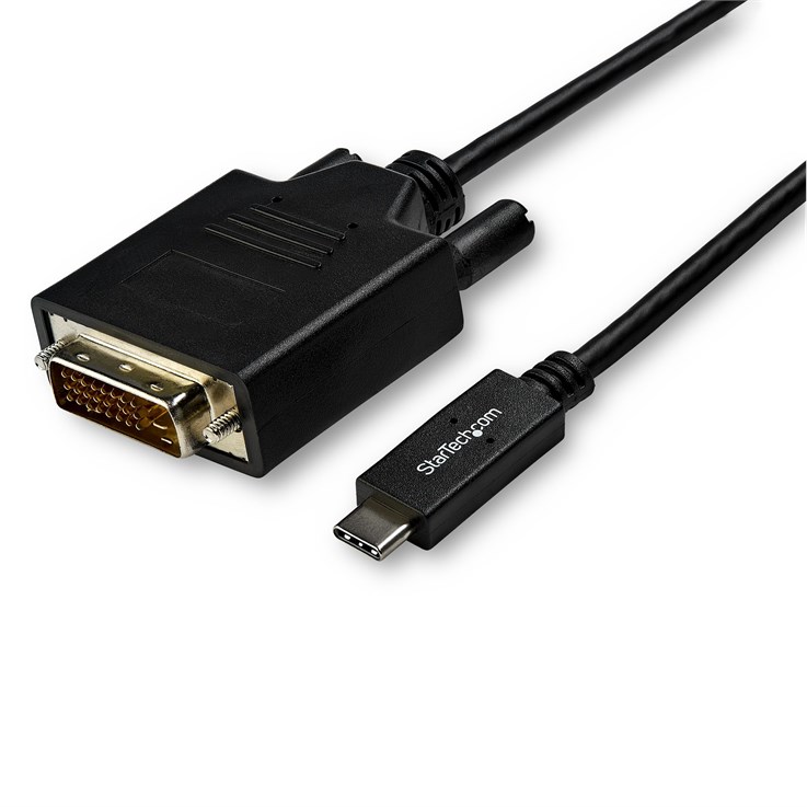 StarTech.com 10ft (3m) USB C to DVI Cable - 1080p (Single Link) USB Type-C (DP Alt Mode HBR2) to DVI-Digital Video Adapter Cable - Works w/ Thunderbolt 3 - Laptop to DVI Monitor/Display