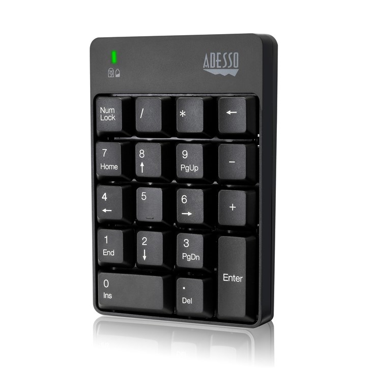 Adesso WKB-6010UB - Wireless Spill Resistant 18-Key Numeric Keypad