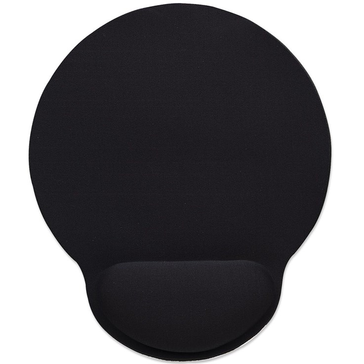 Manhattan Wrist Gel Support Pad and Mouse Mat, Black, 241 × 203 × 40 mm, non slip base, Lifetime Warranty, Card Retail Packaging