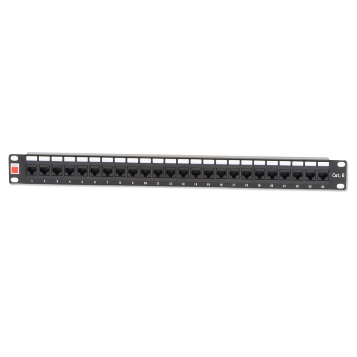 Lindy 19" CAT6 1U 24 Port RJ-45 Patch Panel, Unshielded, Black