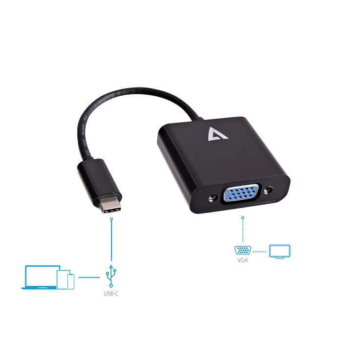 V7 USB-C male to VGA female Adapter Black