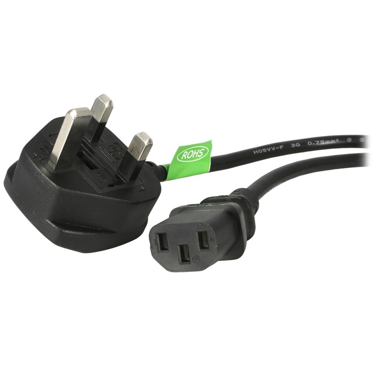 StarTech.com 6ft (1.8m) UK Computer Power Cable, 18AWG, BS 1363 to C13, 10A 250V, Black Replacement AC Power Cord, Kettle Lead / UK Power Cord, PC Power Supply Cable, TV/Monitor Power Cable