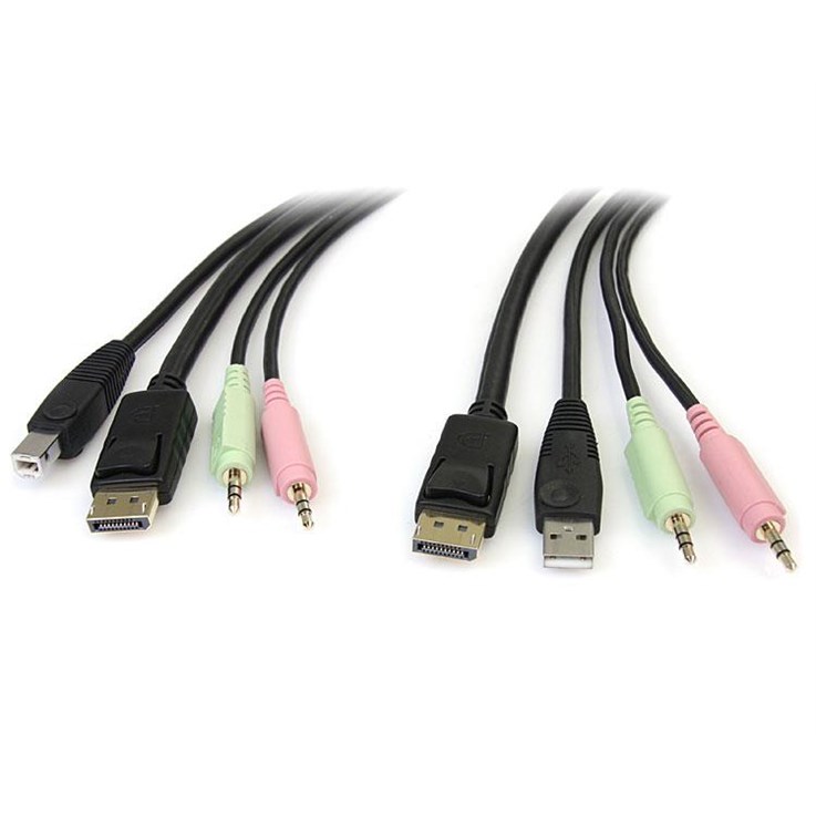 StarTech.com 6ft 4-in-1 USB DisplayPort KVM Switch Cable w/ Audio & Microphone