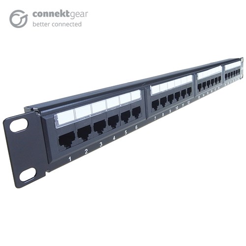 connektgear 24 Port Patch Panel (Cat6) IDC Punch Down 19 inch + Lacing Bar