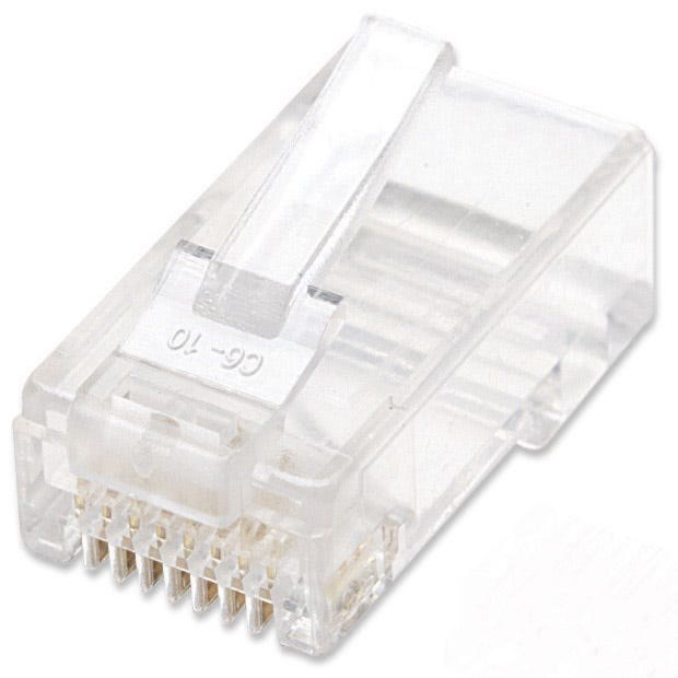 Intellinet RJ45 Modular Plugs, Cat6, UTP, 2-prong, for stranded wire, 15 µ gold plated contacts, 100 pack