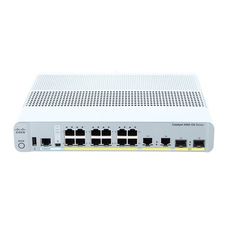 Cisco Catalyst 3560CX-12TC-S Network Switch, 12 Gigabit Ethernet (GbE) Ports, two 1 G SFP and two 1 G Copper Uplinks, Enhanced Limited Lifetime Warranty (WS-C3560CX-12TC-S)