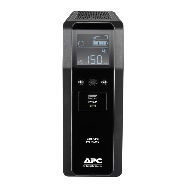 APC Back-UPS Pro, 1600VA/960W, Tower, 230V, 8x IEC C13 outlets, Sine Wave, AVR, USB Type A + C ports, LCD, User Replaceable Battery