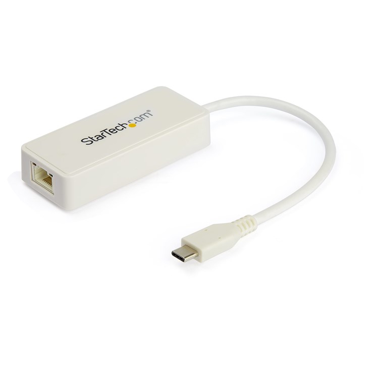 StarTech.com USB C to Gigabit Ethernet Adapter w/USB A Port - White 1Gbps NIC USB 3.0/USB 3.1 Type C Network Adapter - 1GbE USB-C RJ45/LAN TB3 Compatible Windows MacBook Pro Chromebook