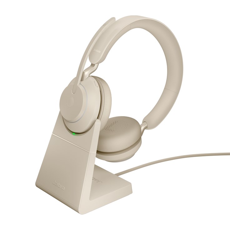 Jabra Evolve2 65 USB-A Beige UC Chrg stand Stereo