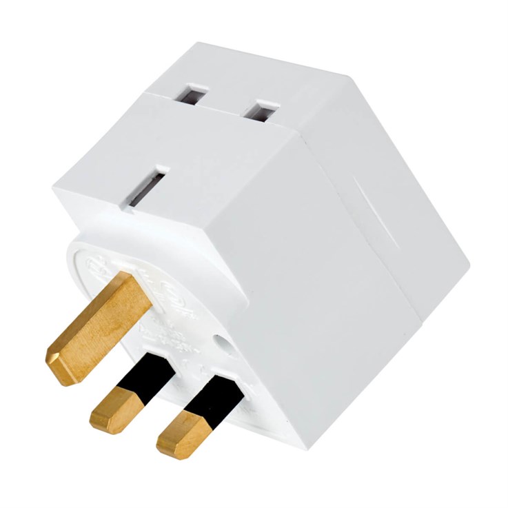 Tripp Lite PS1B 2-Outlet Power Strip - British BS1363A Outlets, 220-250V AC, 13A, Direct Plug, BS1363A Plug, White