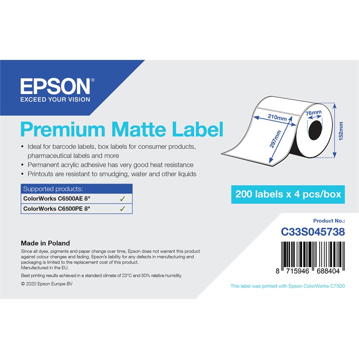 Epson C33S045738 printer label Self-adhesive printer label