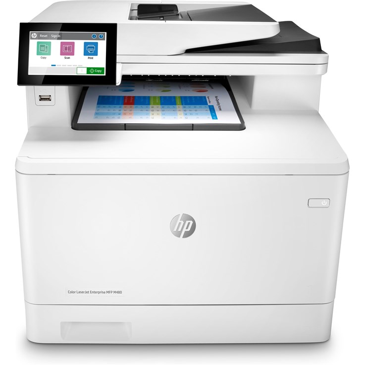 HP Color LaserJet Enterprise MFP M480f, Color, Printer for Business, Print, copy, scan, fax, Compact Size; Strong Security; Two-sided printing; 50-sheet ADF; Energy Efficient