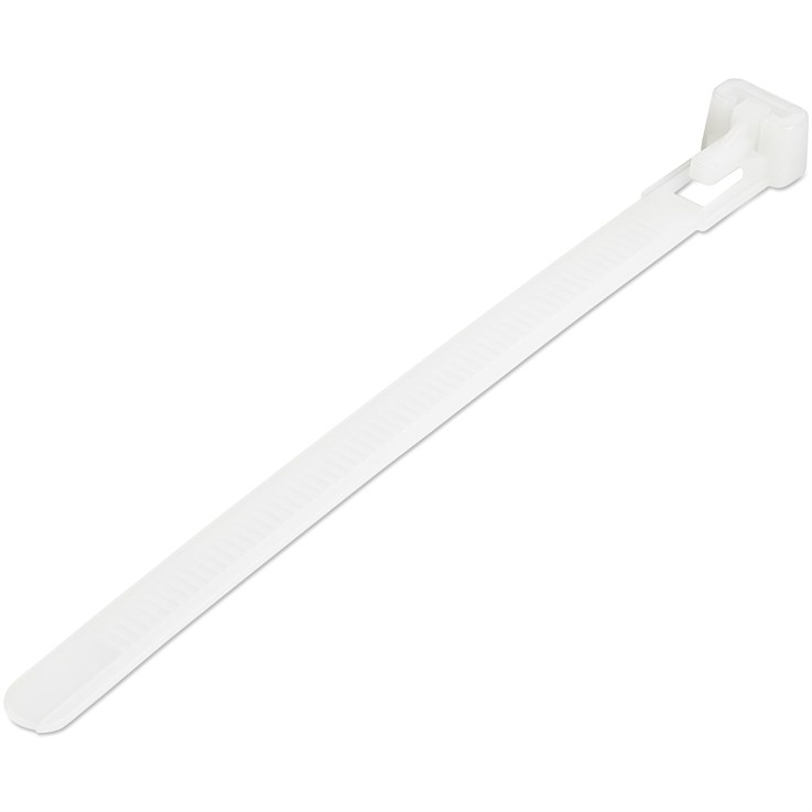 StarTech.com 5"(12cm) Reusable Cable Ties - 1/4"(7mm) wide, 1-1/8"(30mm) Bundle Dia. 50lb(22kg) Tensile Strength, Releasable Nylon Ties, Indoor/Outdoor, 94V-2/UL Listed, 100 Pack - White