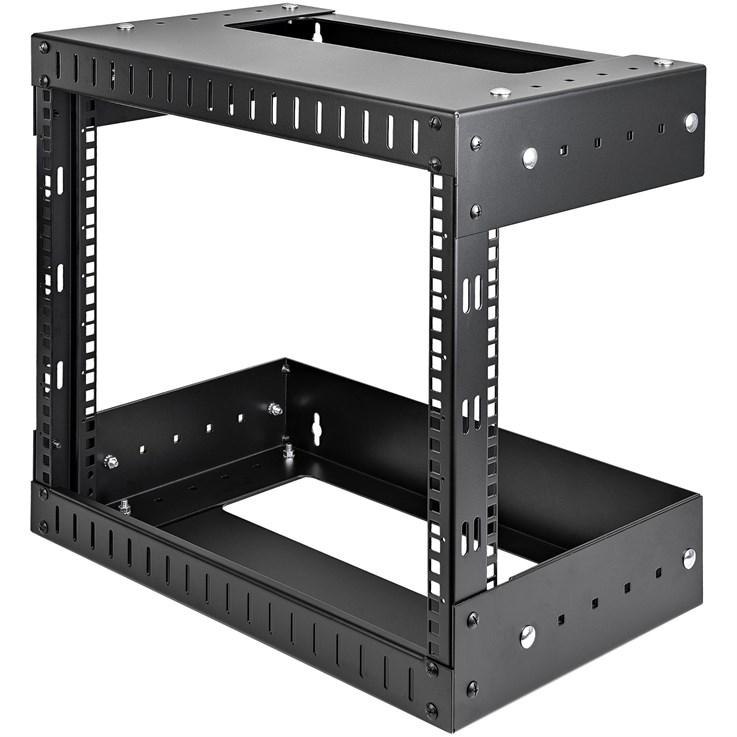 StarTech.com 8U 19" Wall Mount Network Rack - Adjustable Depth 12-20" 2 Post Open Frame Server Room Rack for AV/Data/ IT Communication/Computer Equipment/Switch w/Cage Nuts & Screws