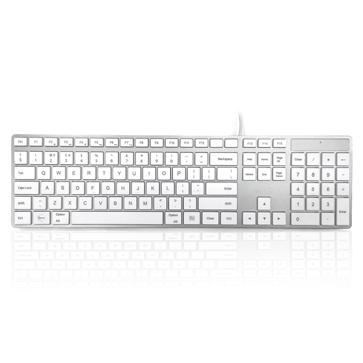 Accuratus 301 Mac keyboard Universal USB QWERTY UK English Silver, White