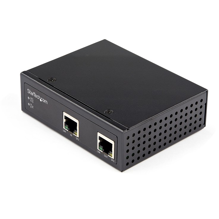 StarTech.com Industrial Single Port Gigabit PoE Extender - 60W 802.3bt PoE /PoE+/ PoE++ - 100m/ 330ft - Power Over Ethernet Network Range Extender - IP-30 - -40C to +75C