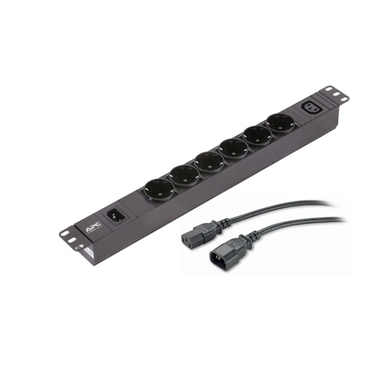 APC Easy Rack PDU, Basic, 1U, 1 Phase, 2.3kW, 230V, 10A, 6 SCHUKO and 1 C13 outlets, IEC60320 C14 inlet