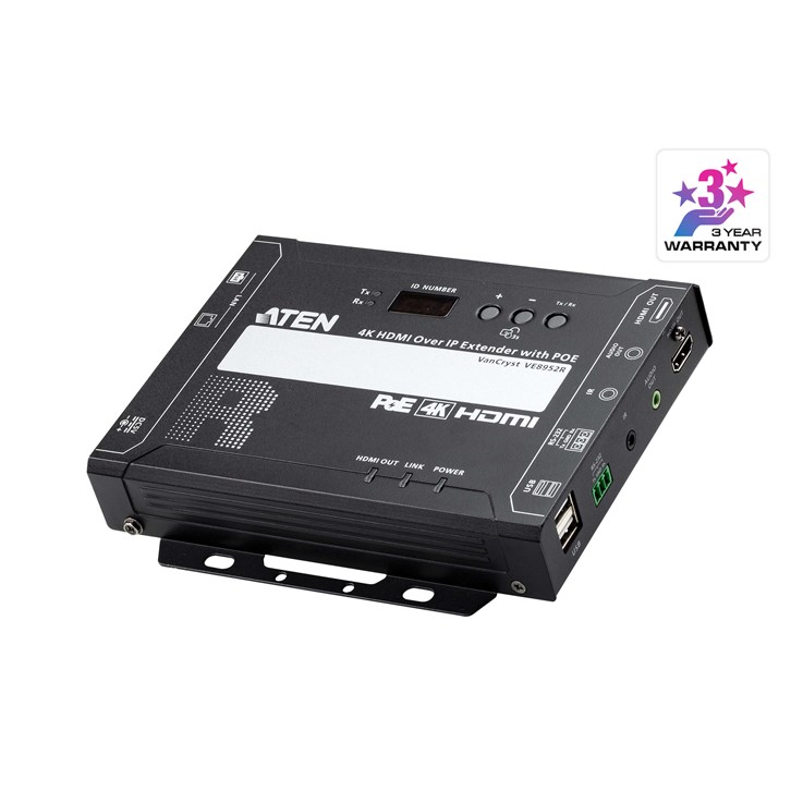 ATEN VE8952R AV extender AV receiver Black