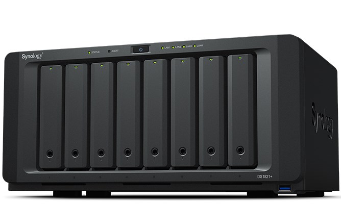 Synology DiskStation DS1821+ NAS/storage server Tower AMD Ryzen V1500B 4 GB DDR4 DiskStation Manager Black