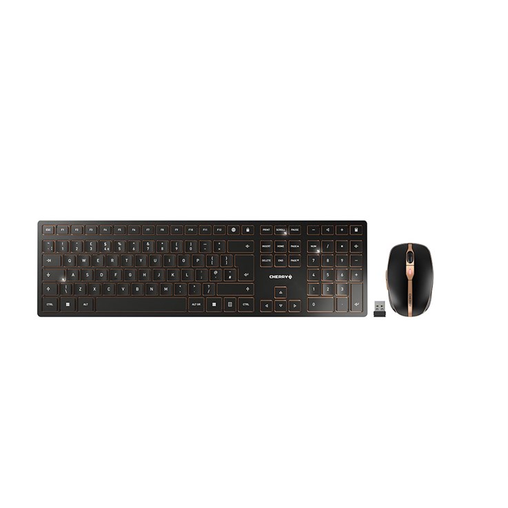 CHERRY DW 9100 SLIM keyboard Mouse included Universal RF Wireless + Bluetooth QWERTY UK English Black