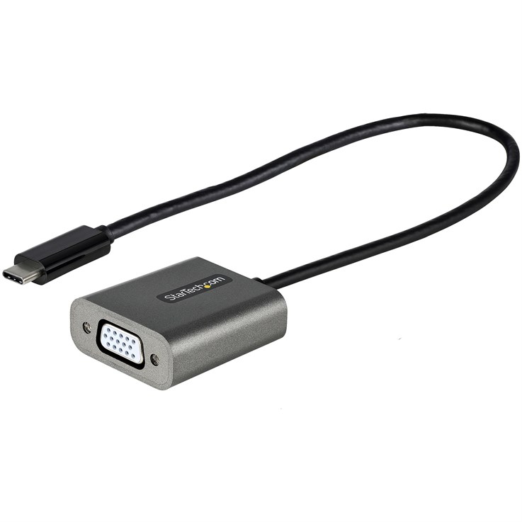 StarTech.com USB C to VGA Adapter - 1080p USB Type-C to VGA Adapter Dongle - USB-C (DP Alt Mode) to VGA Monitor/Display Video Converter - Thunderbolt 3 Compatible - 12" Long Attached Cable - Upgraded Version of CDP2VGA